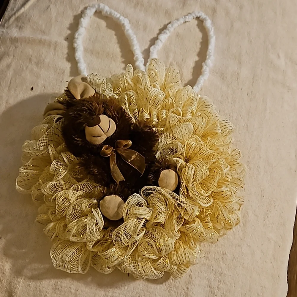 From mom's closet bunny wreath on a 9 inch bunny wreath that she made